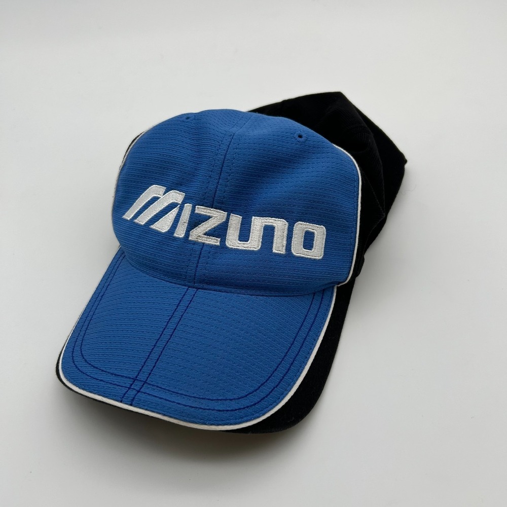 Mizuno Flexfit Hat Blue Black Mesh Embroidered Golf Baseball Cap - One Size